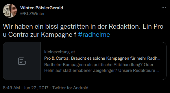 Wir haben ein bissl gestritten in der Redaktion. Ein Pro u Contra zur Kampagne f #radhelme