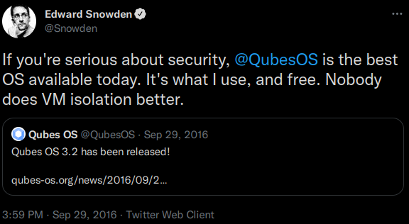 If you're serious about security, @QubesOS is the best OS available today. It's what I use, and free. Nobody does VM isolation better.