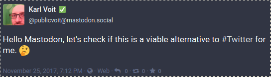Hello Mastodon, let's check if this is a viable alternative to #Twitter for me.